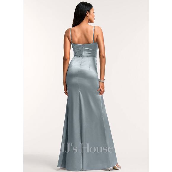 JJ’s House Dusty Blue Metallic Satin Cowl Neck Evening Gown NWT – Size 16W - Picture 2 of 16